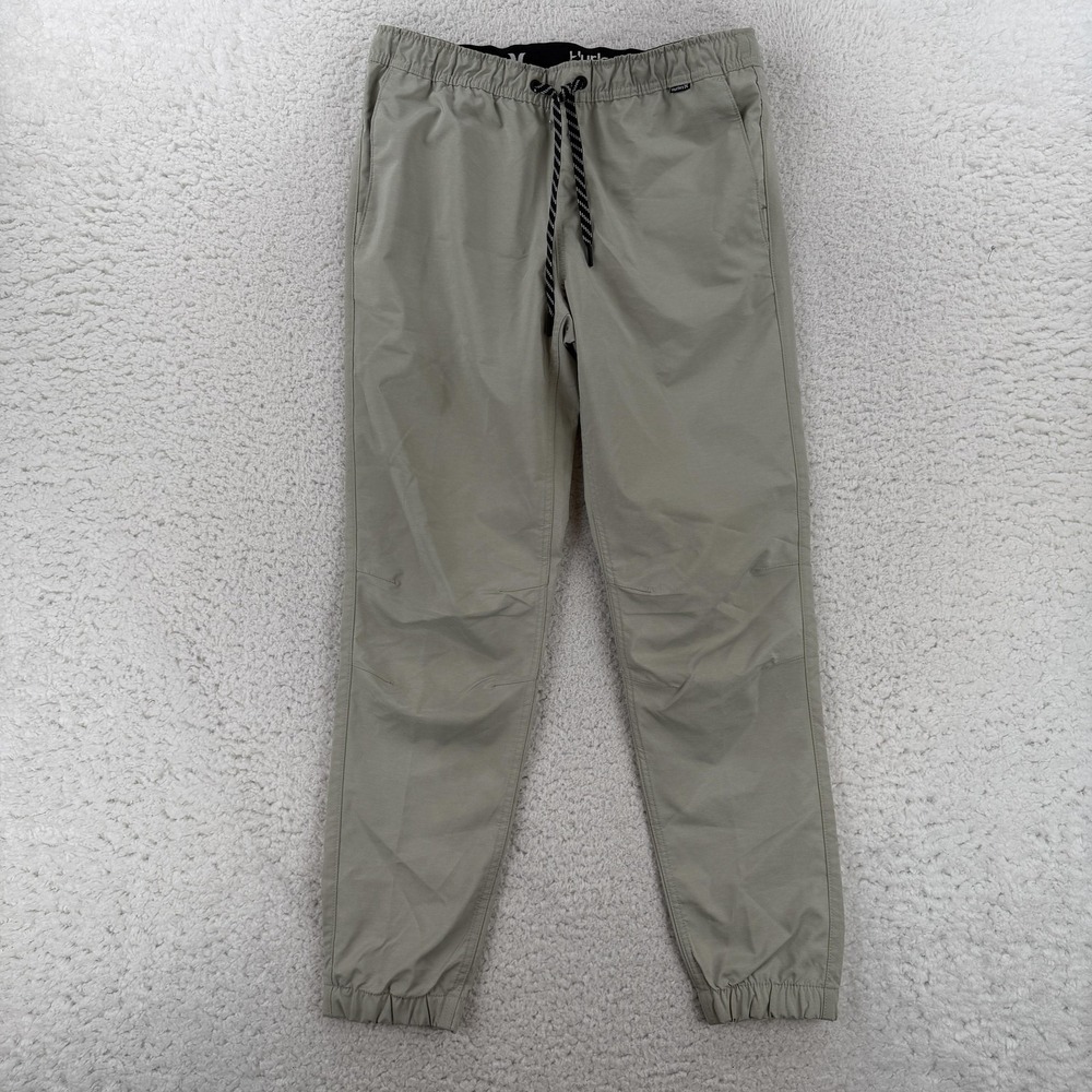 Hurley Jogger Pants Mens Medium Beige Woven Elastic Performance Stretch Pockets